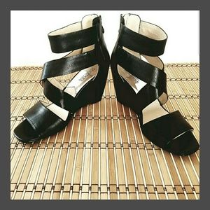 Sexy Michael Kors Criss-cross Leather Wedges